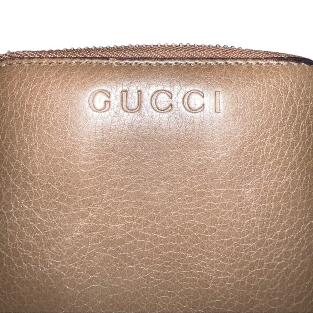 GUCCI Vintage Tan Leather Zip Around Wallet